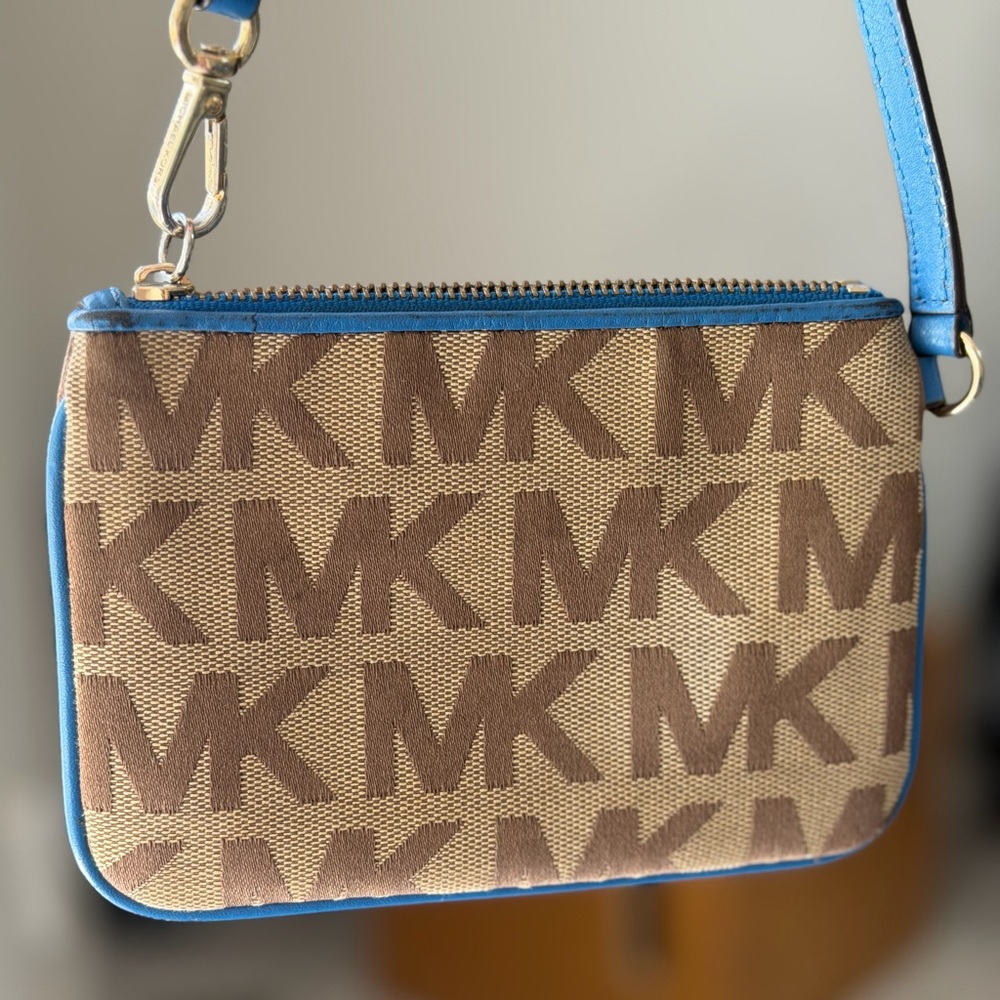 Michael Kors Brown and Blue Monogram Wristlet - Picture 2 of 6